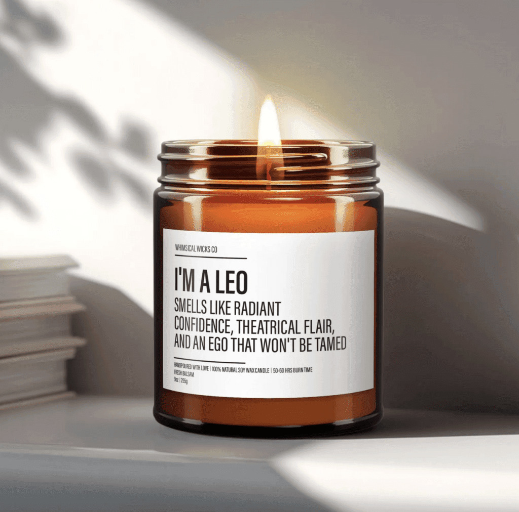 Funny Leo zodiac candle