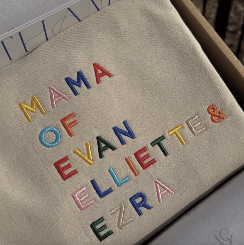 Mama sweatshirt with embroidered kids names