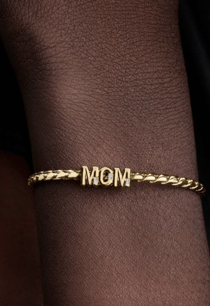 Pandora reversible Mom charm bracelet with cubic zirconia letters