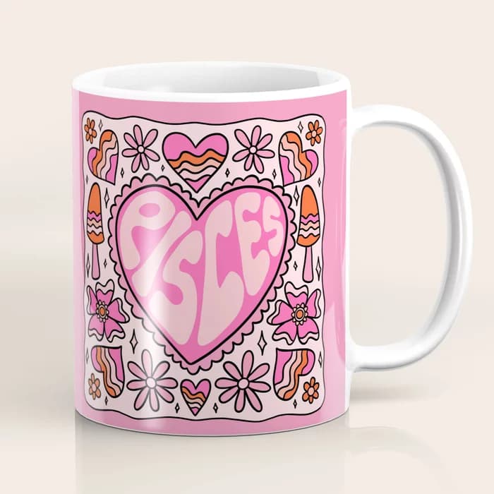 Pisces gift of heart coffee mug