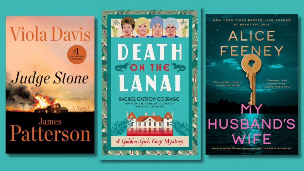 Stack of summer books with a beach hat and sunglasses