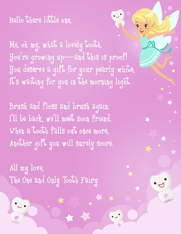 Tooth Fairy Letter Sample