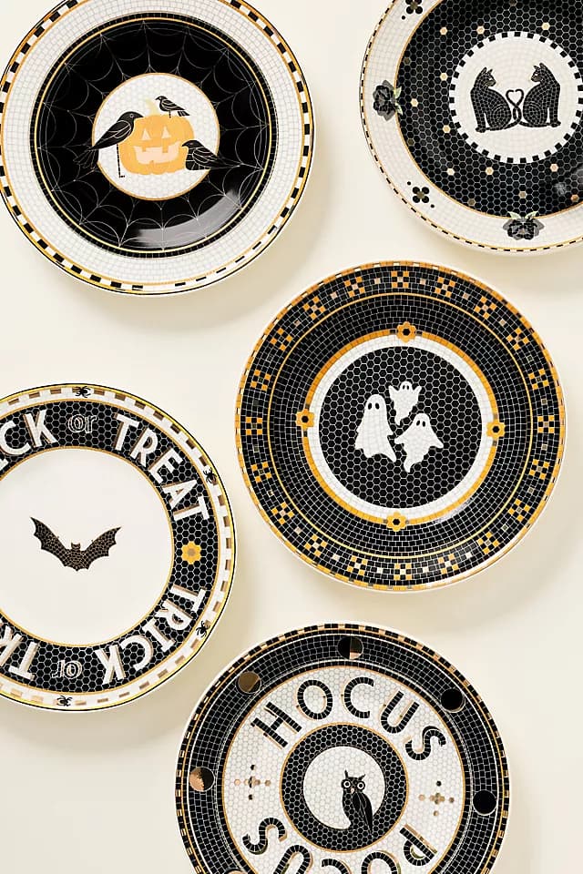 Bistro Tile Stoneware Halloween Dessert Plate