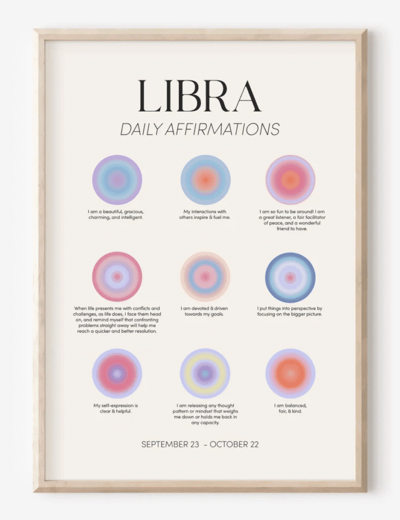 Libra Daily Affirmations wall art print