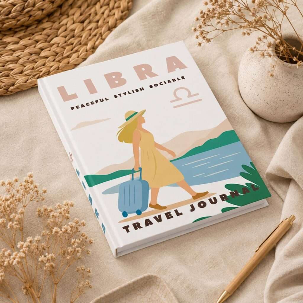 Personalized Libra Travel Journal, peaceful stylish sociable
