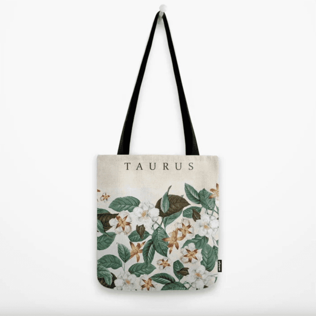 Taurus floral tote bag