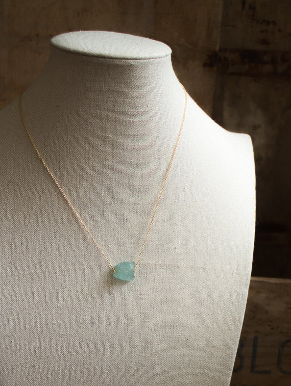 raw aquamarine necklace