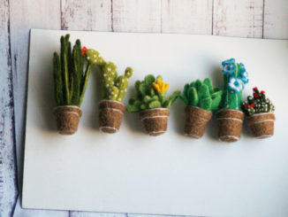 felted plant brooch pins