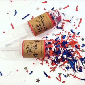 Confetti poppers for Fourth of July.