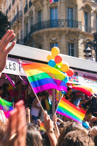 rainbow flags at pride event