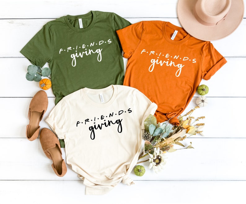 Friendsgiving tshirts in fall colors