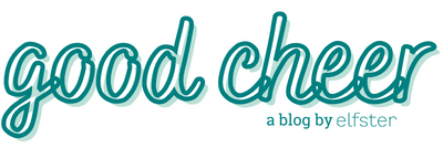 Good Cheer a blog by Elfster in teal letters on white background