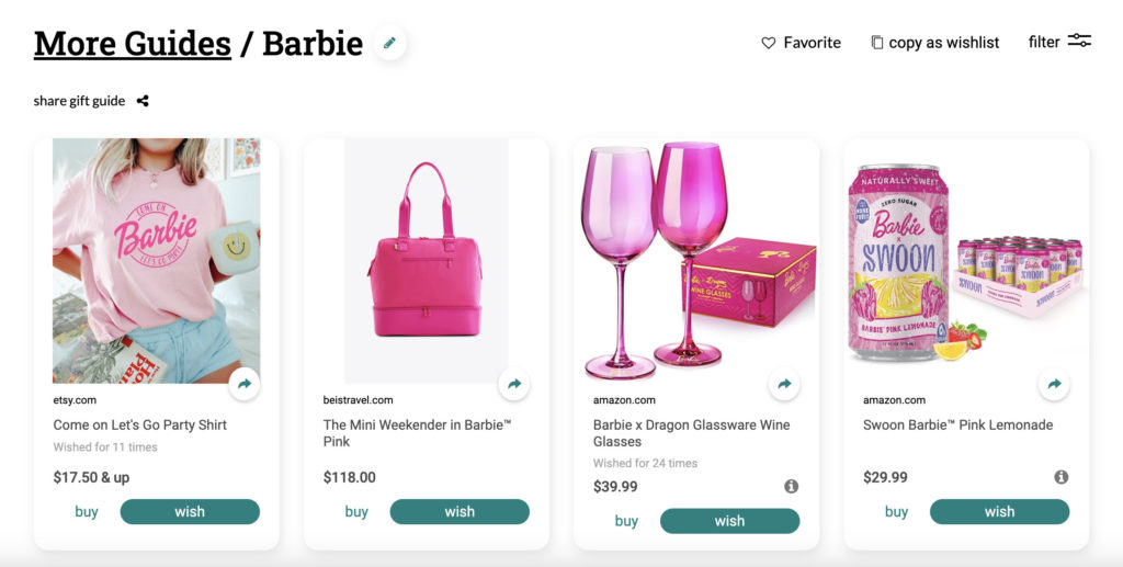 Barbie Movie inspired gifts from Elfster Barbie gift guide