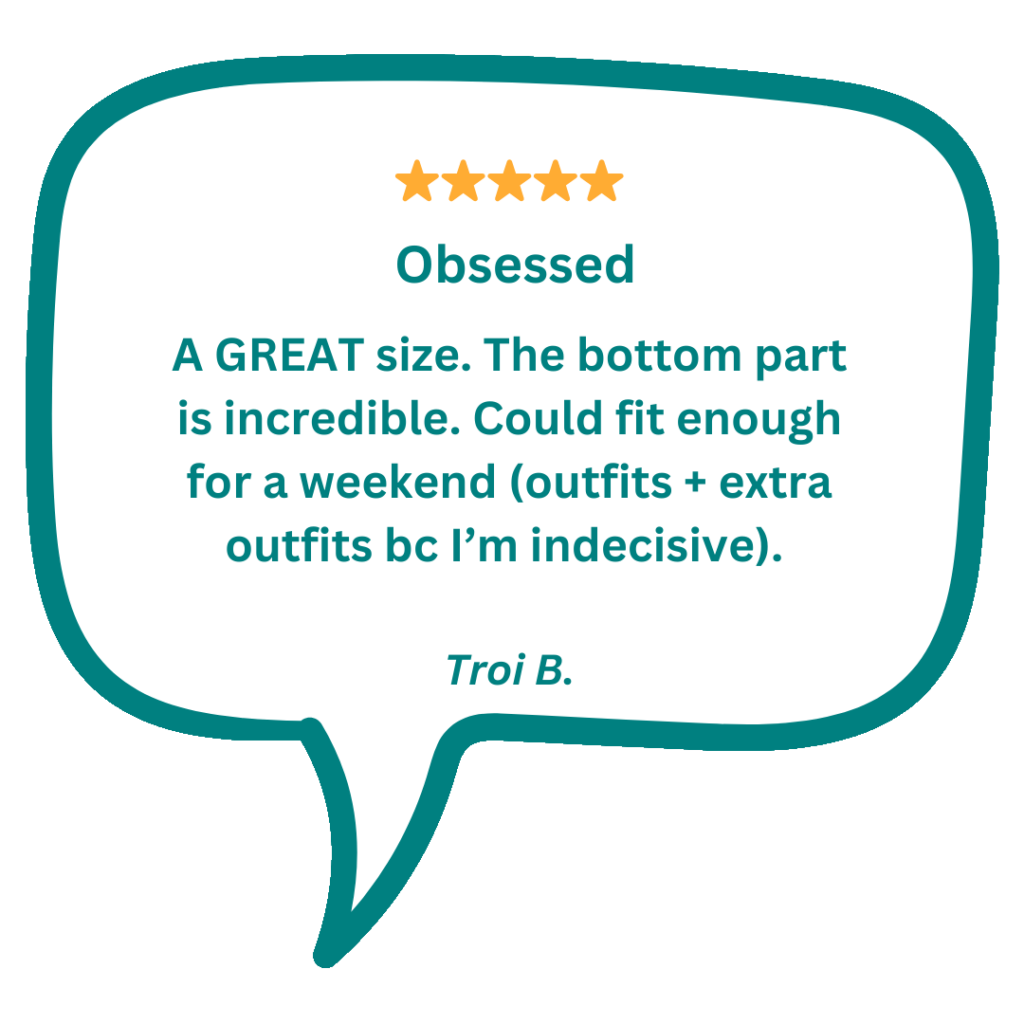 Positive review of the Beis Weekender bag based on the size of the bag.