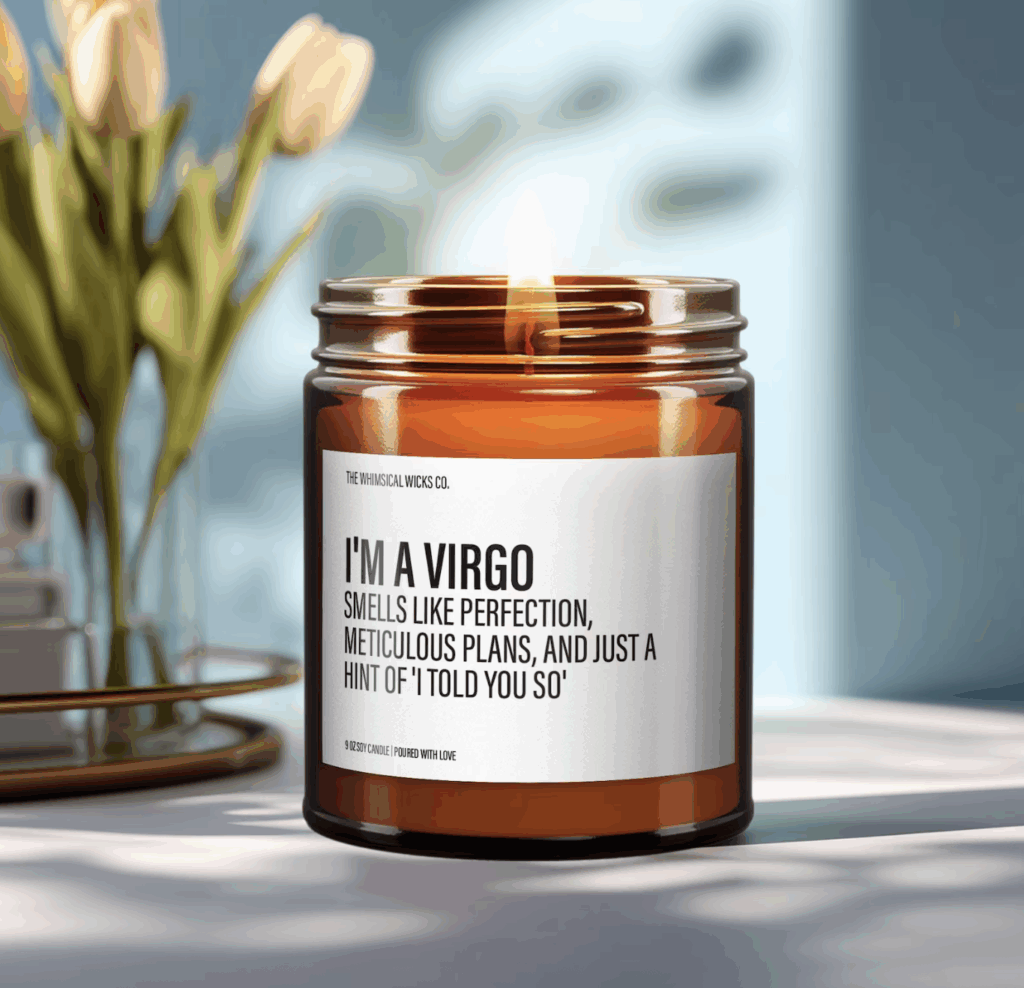 Funny Virgo candle describing the zodiac sign