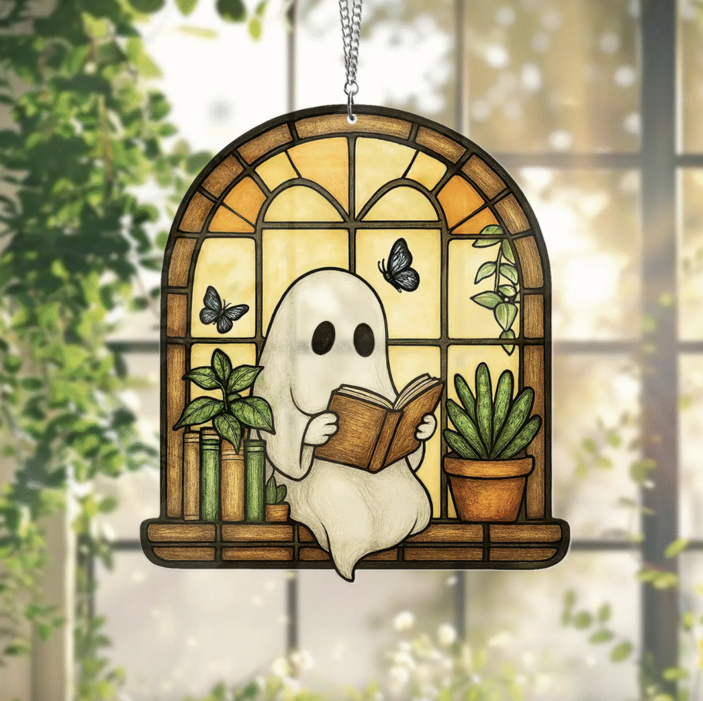 Ghost Reading Book Suncatcher