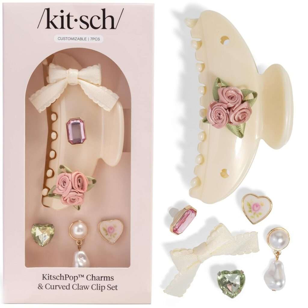 KitschPop claw clip with interchangeable floral and gem charms