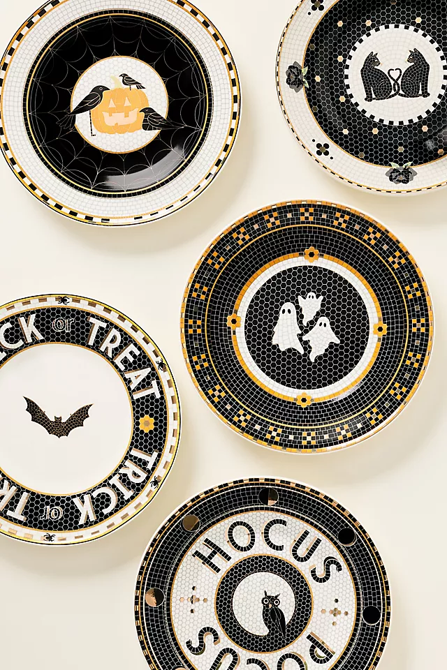 Bistro Tile Stoneware Halloween Dessert Plate