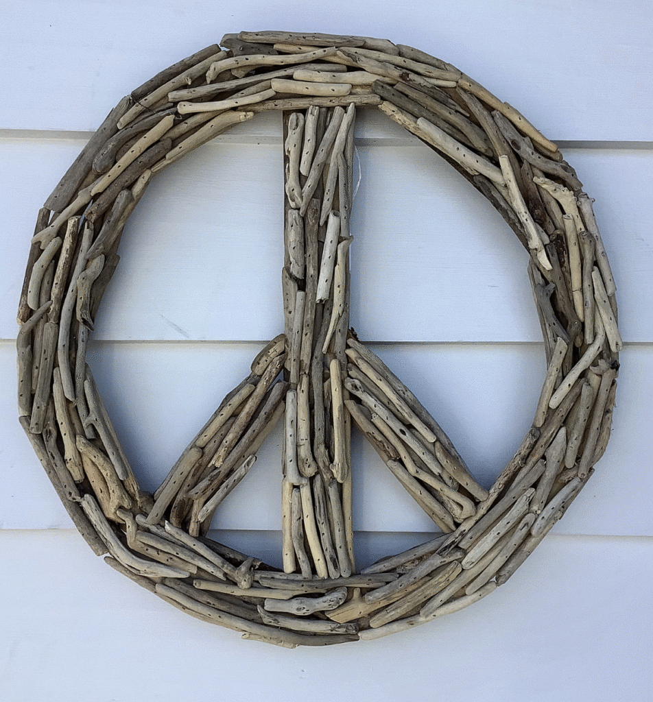 Driftwood Peace Sign Wall Art