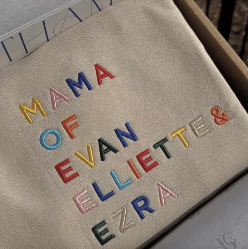 Mama sweatshirt with embroidered kids names