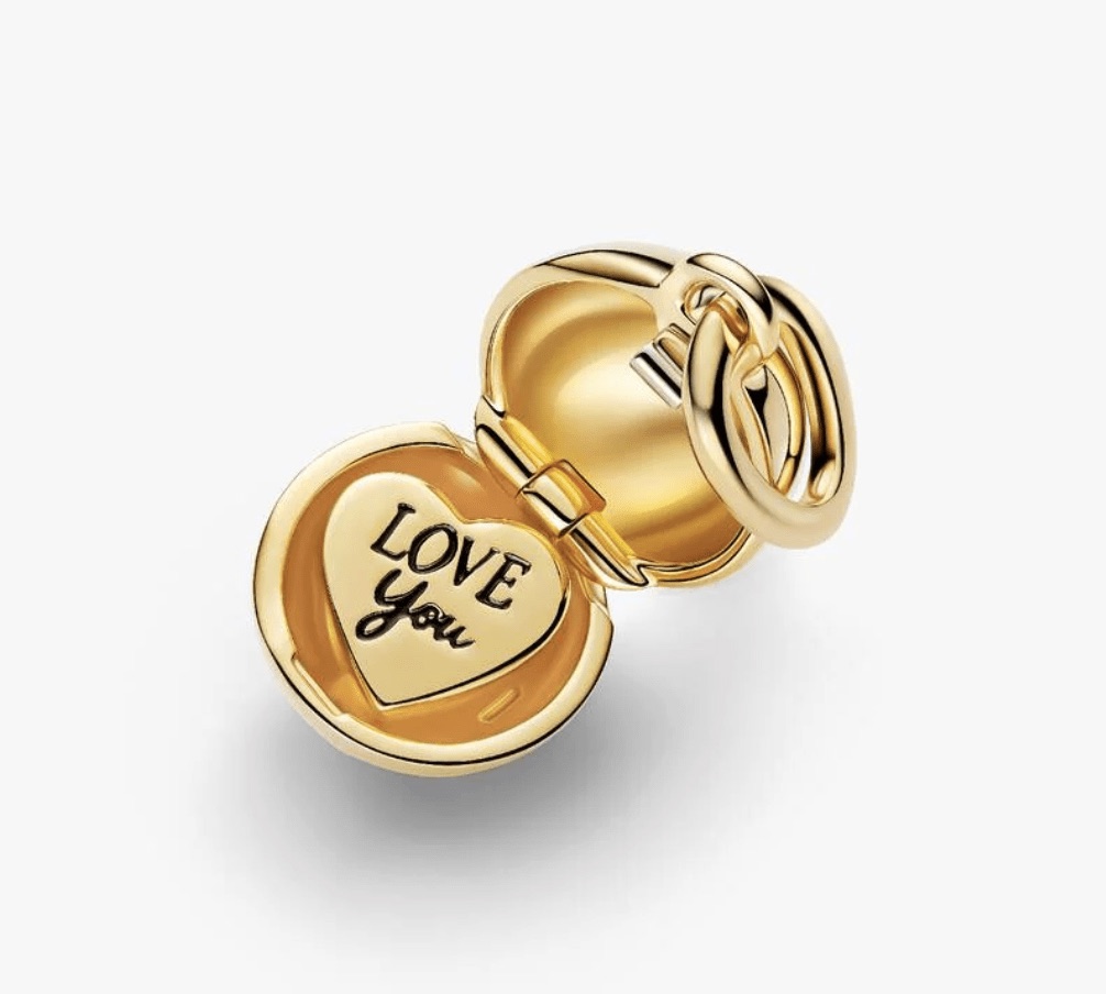 Pandora Mom openable ball clasp charm with Love You engraving