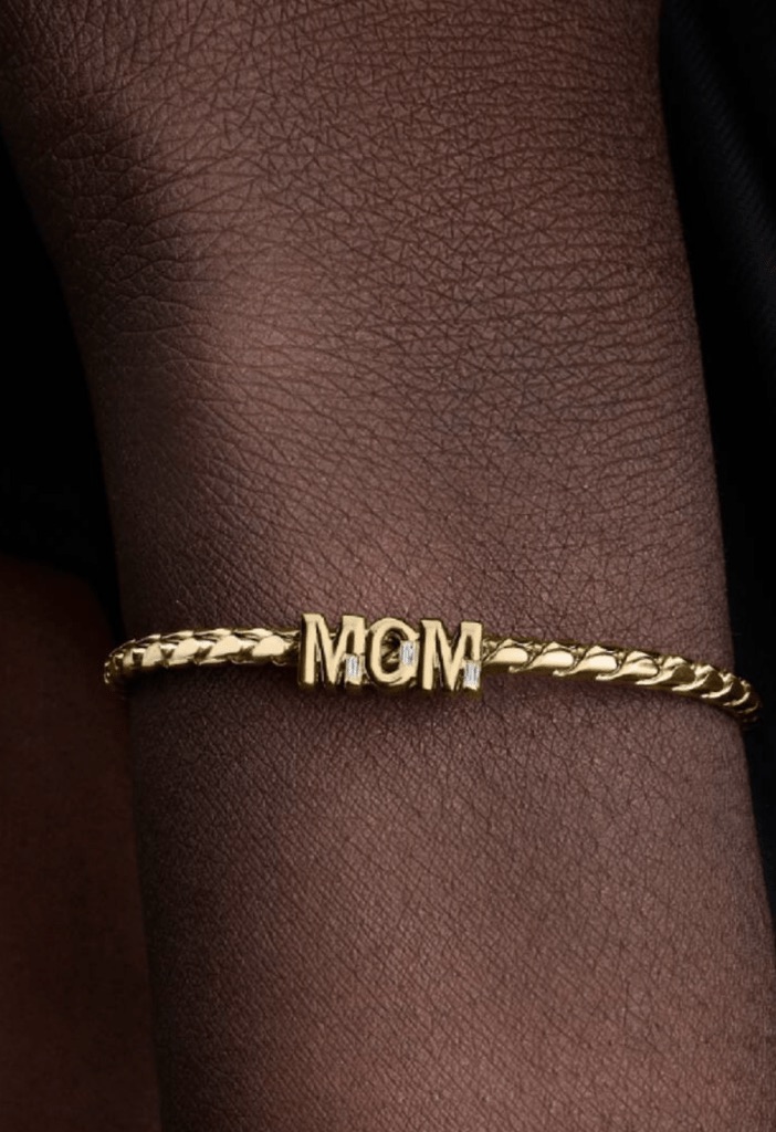 Pandora reversible Mom charm bracelet with cubic zirconia letters