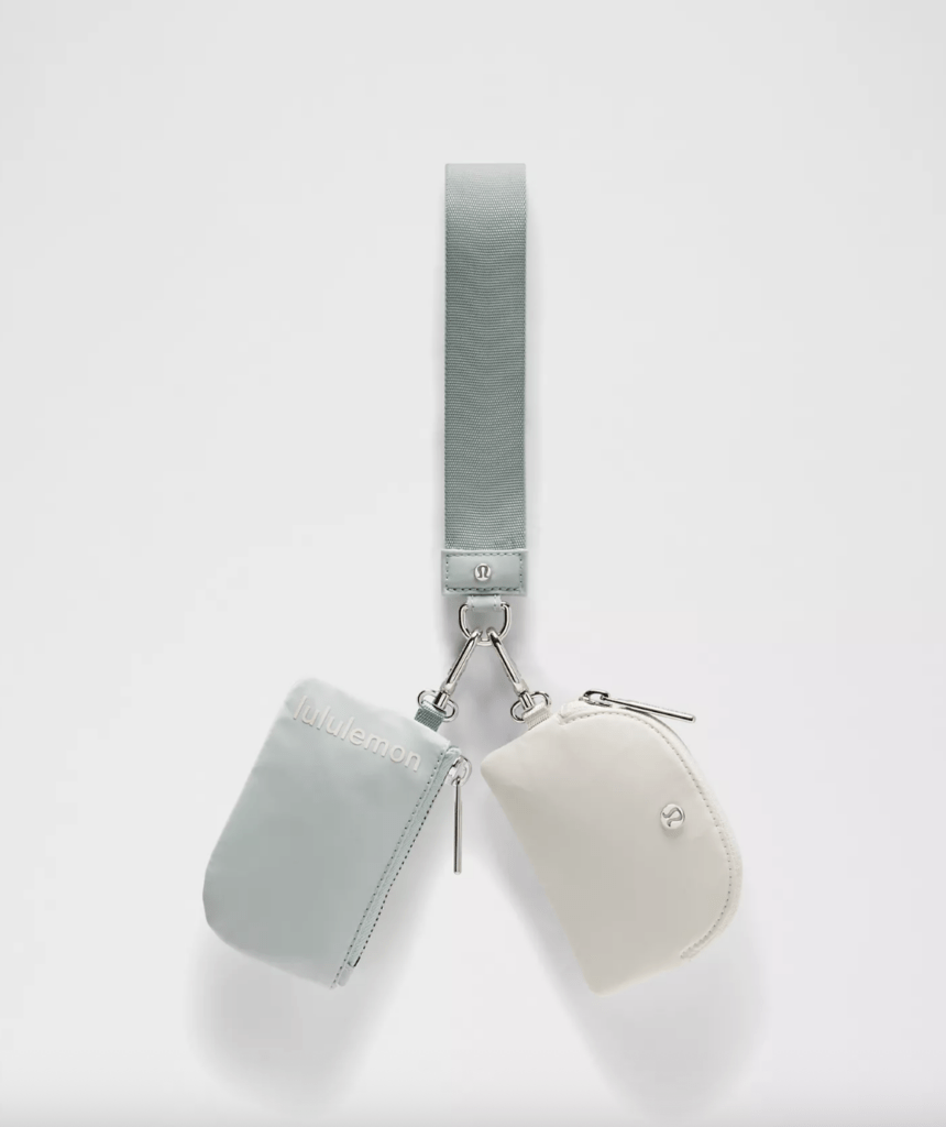 lululemon Dual Pouch Wristlet in sage and cream